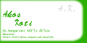 akos koti business card